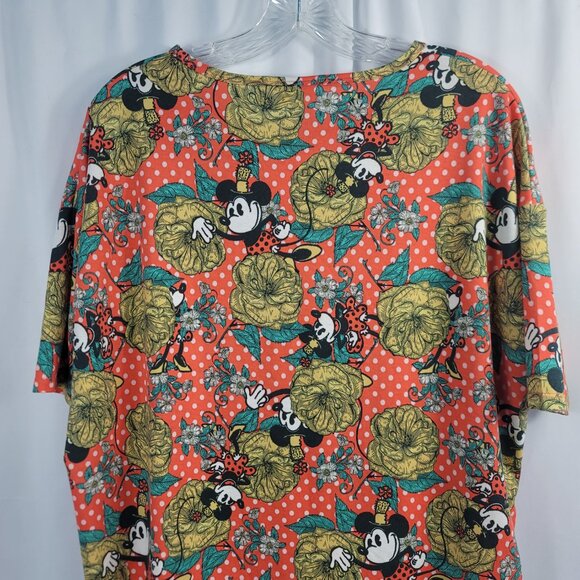 LuLaRoe Irma Short Sleeve Mickey Mouse Shirt Size XS Orange & White - Picture 12 of 14